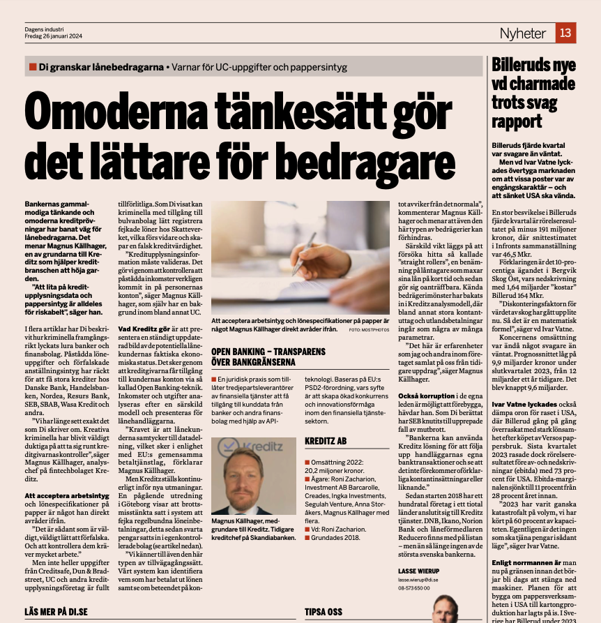 Dagens Industri on Fraud