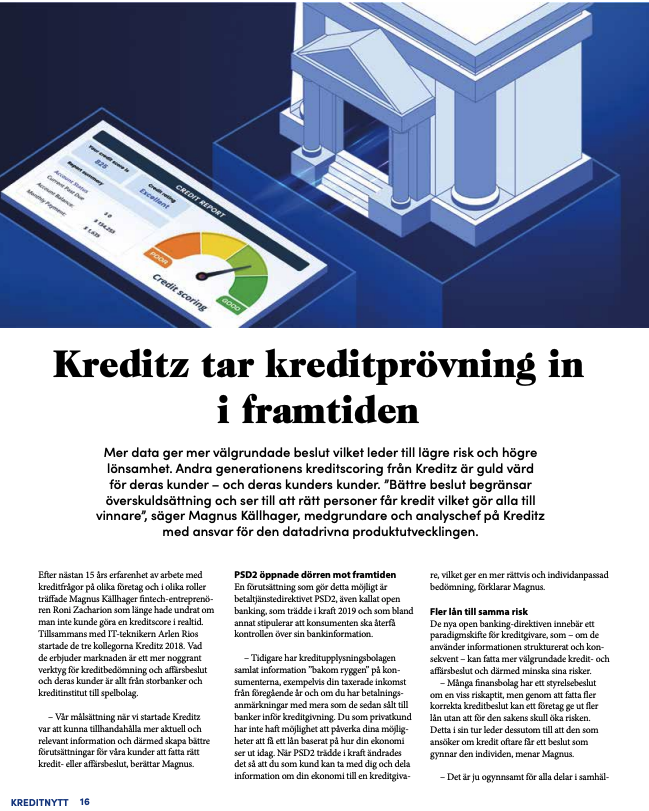 Kreditz about NextGen Credit Scoring in KreditNytt